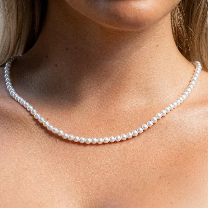 classy jewels 5mm Pearl Necklace - 925 silver